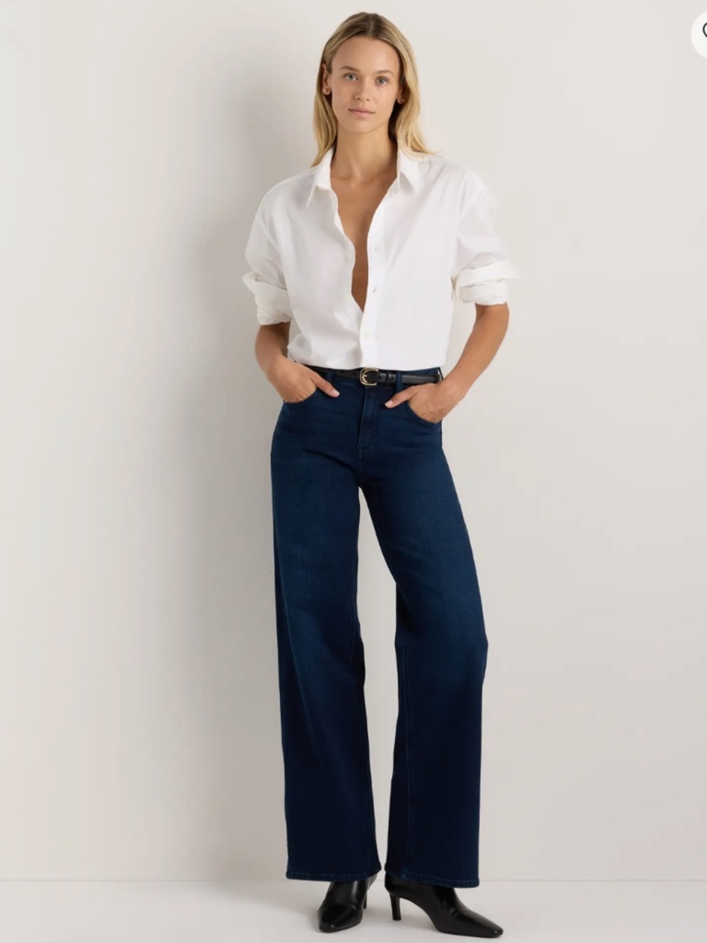 Quince Dark Blue Wide-Leg Jeans